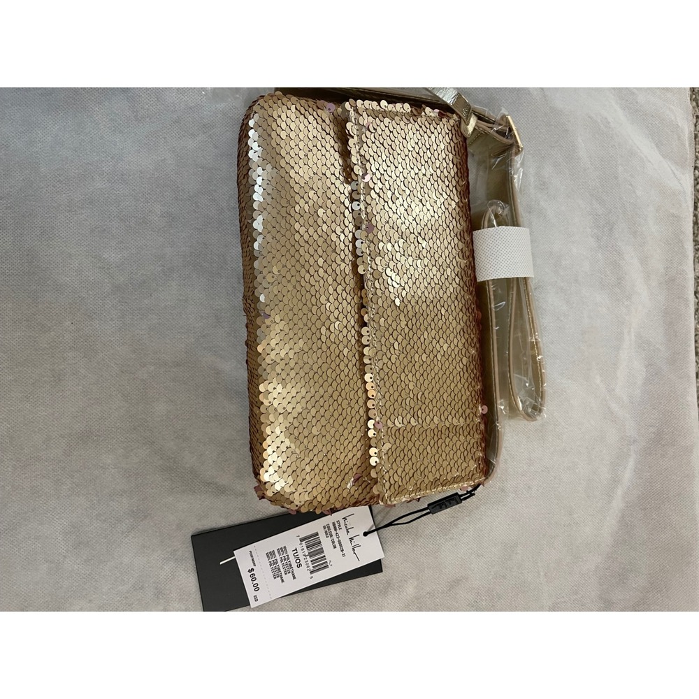 Nicole Miller Gold Sequin Convertible Clutch Crossbody Bag MSRP $60 NWT